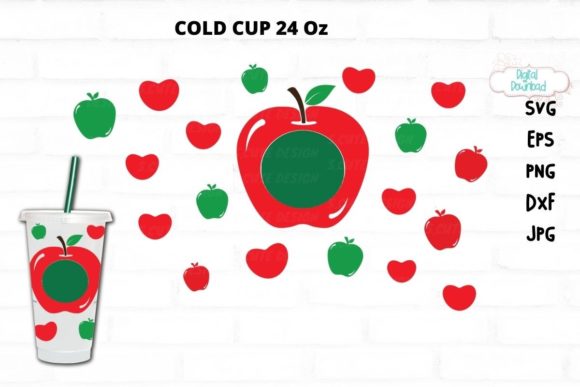 Apple Teacher Cup Cold Cup Wrap Graphics & Illustrations