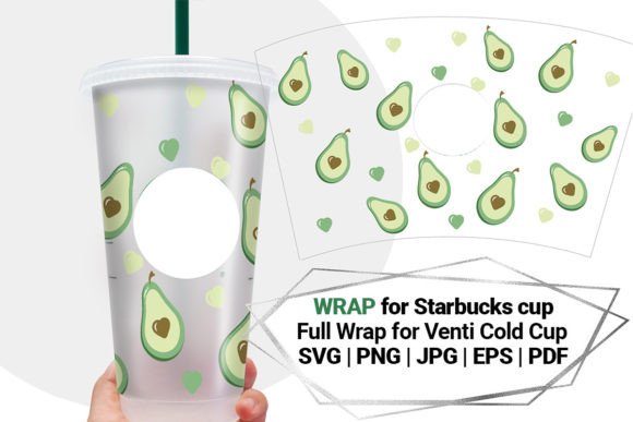 Avocado Wrap SVG: Graphics & Crafts Asset for Starbucks Cup