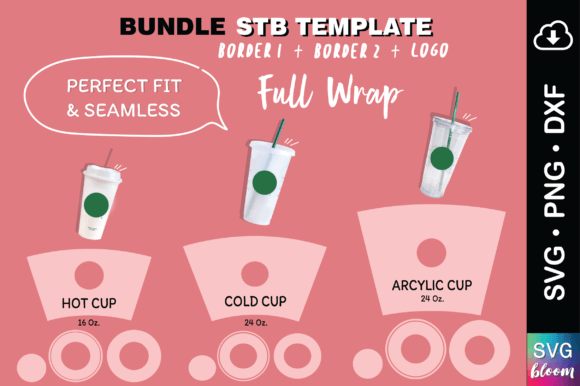 Bundle 3 Tumbler Template Wrap Svg: Graphics & Print Templates