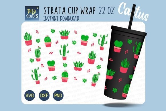 Cactus Strata 22 Oz Cricut SVG Png Graphics & Illustrations