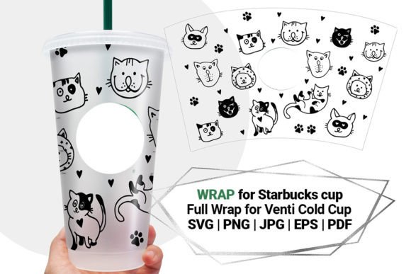 Cats Wrap Svg for Starbucks Cup 24 Oz Graphics & Crafts