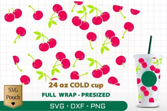 Cherry Cup Pre-sized Wrap SVG: Graphics & Print Templates