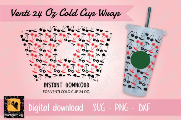 Cherry Heart Venti 24 Oz Cup Wrap Graphics & Crafts