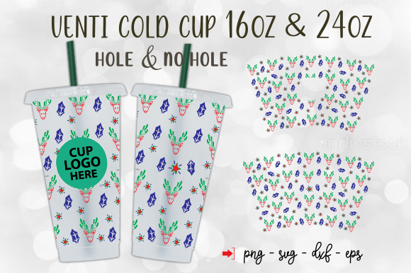 Christmas Cold Cup 24oz Wrap SVG Design: Tumbler Wraps Graphics
