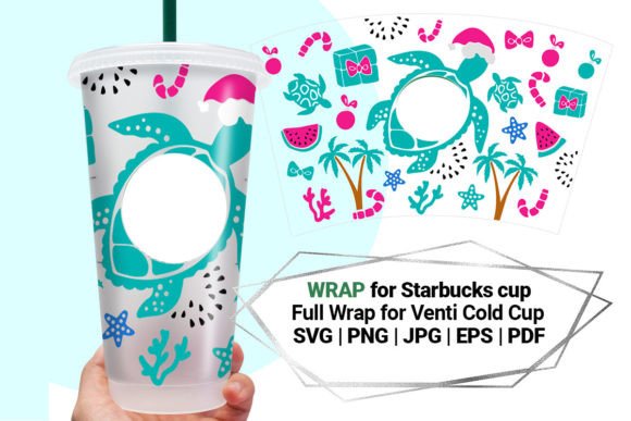 Christmas Sea Wrap SVG for Starbucks Cup: Graphics & Crafts