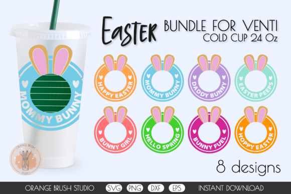 Easter Bunny Decals Border Venti Cup: Graphics & Crafts