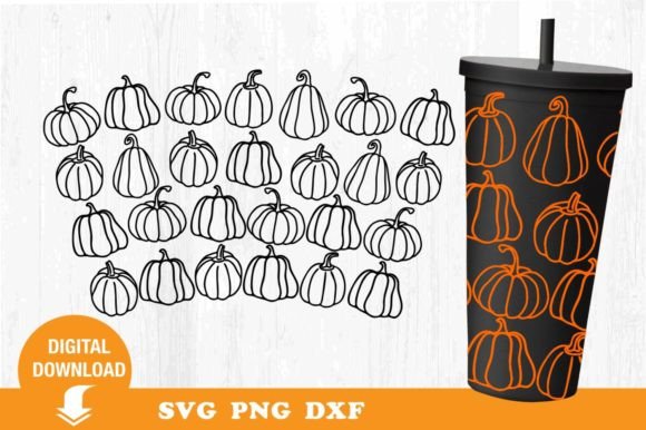 Fall Tumbler Design: Pumpkin SVG Graphics for Print