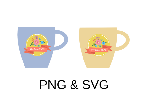 Happy Mother’s Day Blue and Gold Cups Print Templates