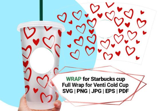 Hearts Wrap SVG for Starbucks Cup 24 Oz Graphics