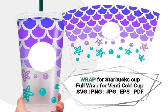 Mermaid Wrap SVG for Starbucks Cup: Craft Graphics