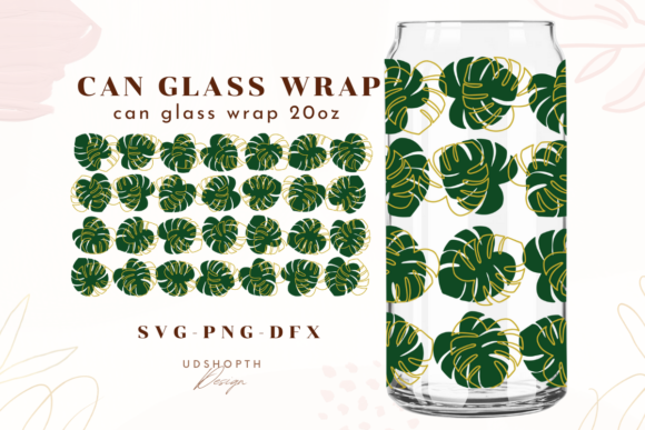 Monstera Leaves Libbey Glass Can: Graphics & Crafts Review