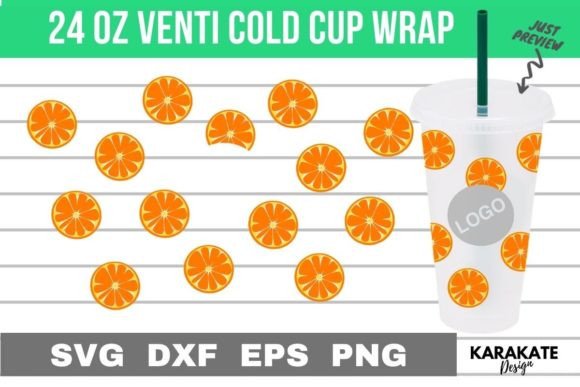 Orange 24 Oz Venti Cup Hole Wrap SVG Crafts Graphics
