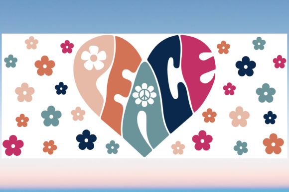 Peace Boho Flowers Libbey Wrap Svg: Graphics & Print Test