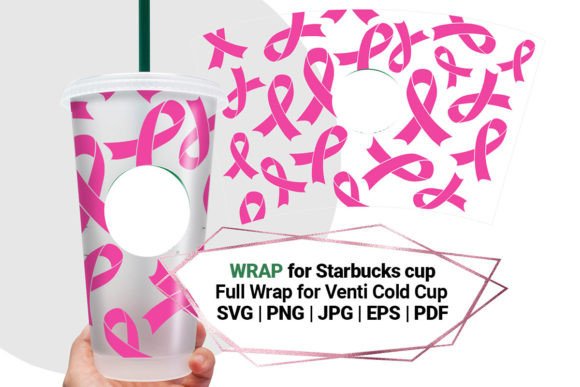 Pink Ribbon Wrap Svg for Starbucks Cup Graphics & Crafts