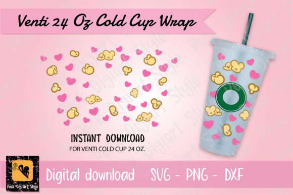 PopCorn Heart Venti Cold Cup Graphics & Crafts Use