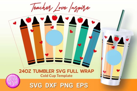 Teacher Love Inspire Tumbler Wrap Graphics
