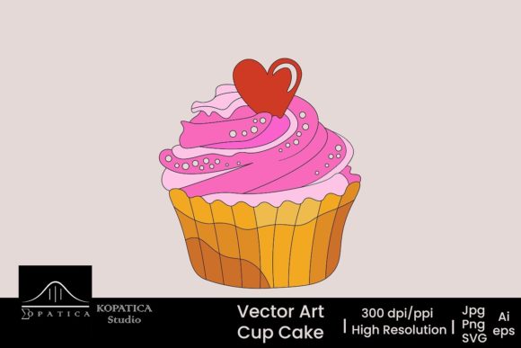 Valentine Cup Cake Graphics for Sweet Brand Illustrations